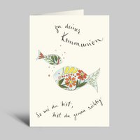 Communion card | Colorful fish | Just the way you are, you are exactly right | Folding card for communion