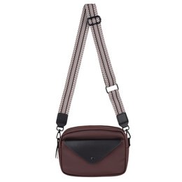 A compact, versatile shoulder bag in black, blue, olive, and brown colors with a sleek, minimalist design and adjustable strap.