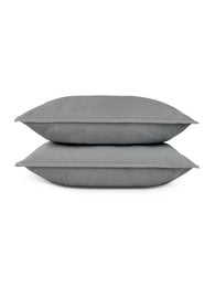 Sateen washed pillow sham set in 6 colors including dark grey, pearl, white, pale blush, mint, and light grey. Available in standard and king sizes.