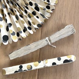 Luna-Leena rosette with dots print - eco paper - 55ø cm - off white, gold, grey and black - foldable - handmade in Nepal