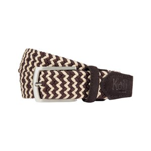K4004HB | Braided Elastic/Leather Belt. Dark Brown/Cord colour. Satin Nickel Buckle. Dimensions: 120x3.5x0.5 cm (waistline 105 cm). Packaging: rigid bottom/lid Gift Box