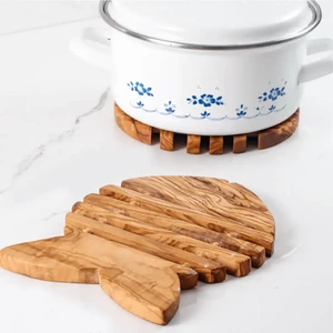 Handmade Olive Wood Trivet | Fish-Shaped Plate for Kitchen