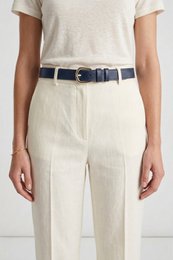 Navy blue leather belt 3cm width women's classic buckle style