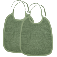 Bib with tie closure terry cloth Forest Green 25x34cm - 2-Pack