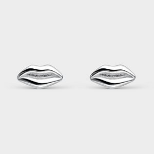 Silver lips earrings
