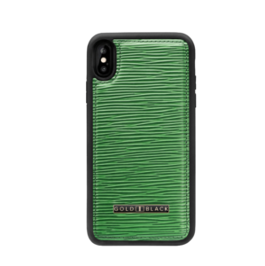 iPhone XS Max leather case UNICO embossing green (genuine leather)