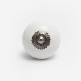Bouton en céramique bleu à pois blancs