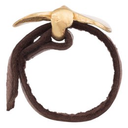 Vergulde leren ring "strik" goudbruin