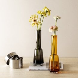 Large modern retro design vase in deep gray color.