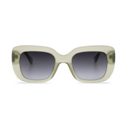 Clovelly Green Sunglasses - Oversized square-shaped sunglasses with a gradient lens in a light green frame.