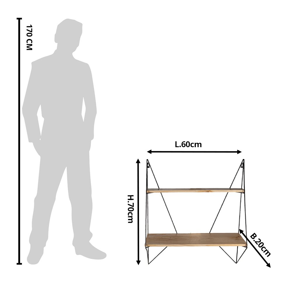 Wandrek 60x20x70 cm Zwart IJzer Muurrek