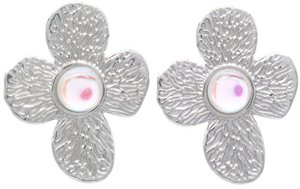 G-C4.4 E103-253S S. Steel Earrings 3.5cm Flower