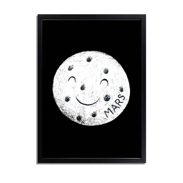 Kinderkamer poster Mars - Planeten serie - Zwart wit