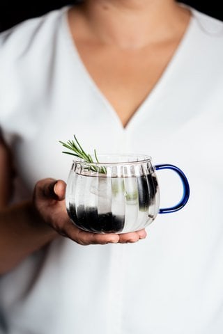 SET of 2 one wall glass with blue handle 350ml TULIP 1180