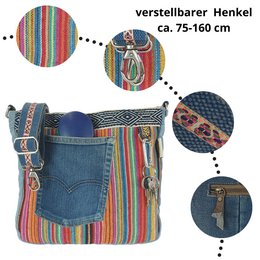 Sunsa Bæredygtig Skuldertaske til kvinder. Skuldertaske lavet af genbrugte jeans og bomuld. Håndtaske vintage retro stil. Crossbody taske til kvinder. kopi 1