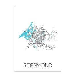 Roermond map poster, a wall art piece featuring a detailed map of the city of Roermond, Netherlands. Available in various sizes with or without a photo frame.