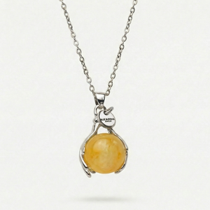 Gele jade omhelzen ketting zilver