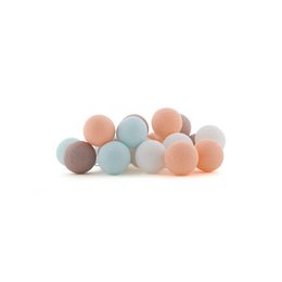 Colorful string lights with macaron-shaped bulbs, available in various lengths. Includes an adapter for easy setup.