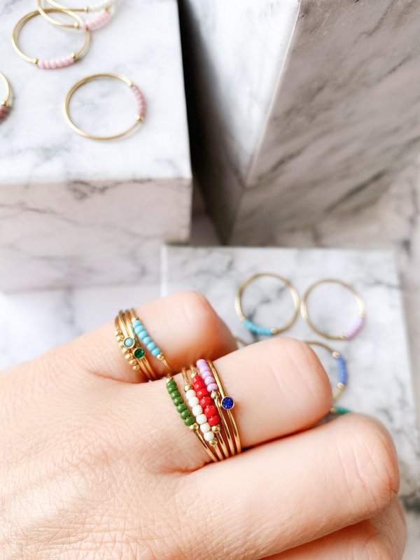 R0980 Angst Ring Palm Pink Perler Forgyldt