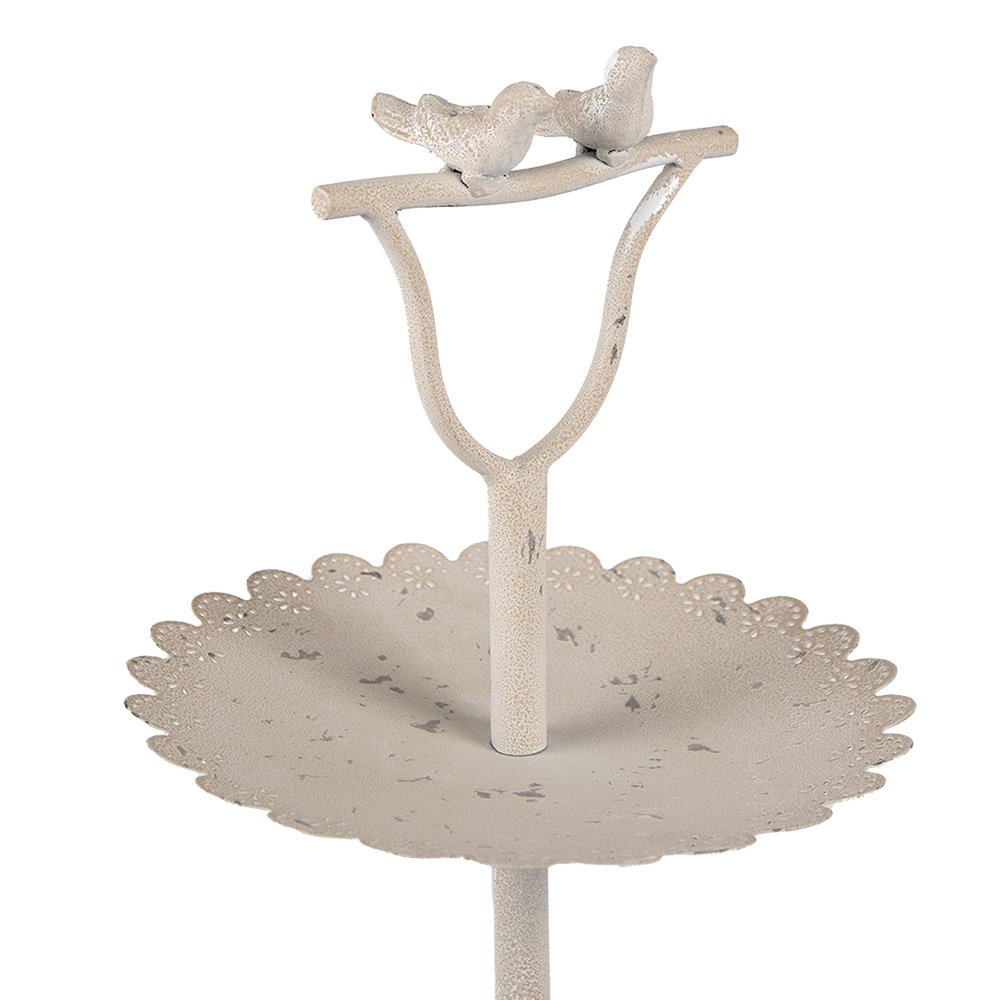 Etagère 2 laags Ø 32x51 cm Beige Metaal Vogels