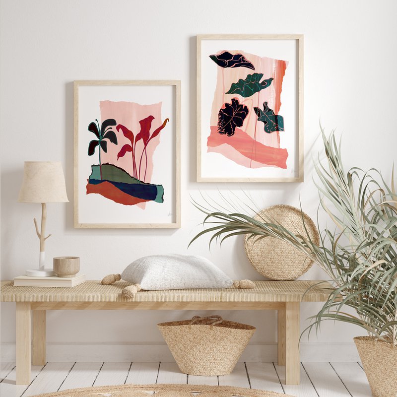 Dunkle Lilie abstraktes Blatt Kunstdruck