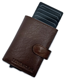 Porta carte da uomo estensibile Lundholm - con scomparto per monete, banconote - porta carte in pelle porta carte di credito estensibile da uomo