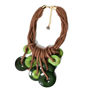 Ketting van meerstrengig koord met hangers van harsschijven