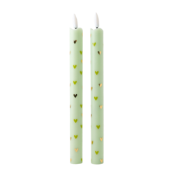  Set of 2 LED candles with a sunny, smiling design and red accents. Compact and decorative for any space.