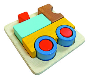 3D Holzpuzzle Zug - Zusammenbauen & Stapeln - 12M + Holzspielzeug