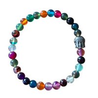 Damenarmband -Achat Multi -Farbe 6 mm mit Buddha Kraal