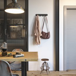 Gorillz Rounded Four Industrial Wall Coat Rack 4 Coat Rack kroge - Sort
