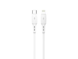  White USB-C to Lightning cable, 30cm, PD30W fast charging, power bank compatible connector.