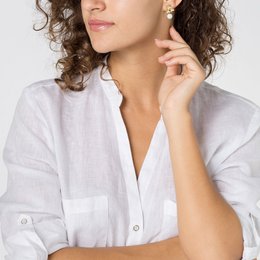 Gylden buket hvid Swarovski krystal ørering