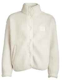  A cozy, soft, and warm white teddy jacket for women. Made of high-quality materials, this jacket features a stand collar and a button-up closure for a comfortable and stylish fit.