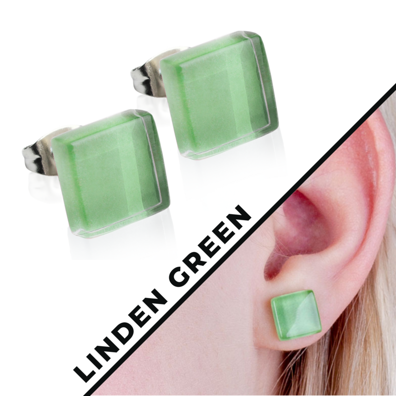 Firkantede ørestikker med glassten i mange farver • 10 mm • bæredygtige / minimalistiske / holdbare