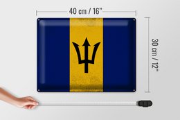 Tin Sign Flag of Barbados 40x30cm Flag of Barbados Vintage