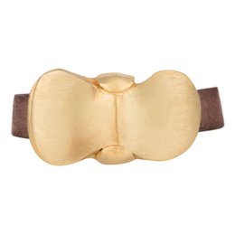 Vergulde leren ring "strik" goudbruin