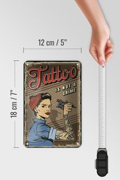 Blechschild Retro 12x18cm Tattoo is not a crime Pinup Dekoration