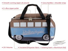 Volkswagen VW T1 Bus Bolsa Nevera (25 l) - Petróleo y Marrón