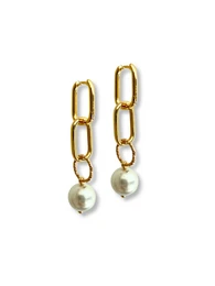  925 silver earrings with pearl, gold plated