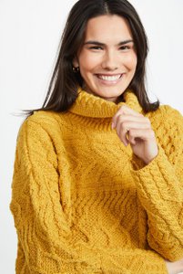 Skellig Ladies Oversized Aran Sweater - Yellow