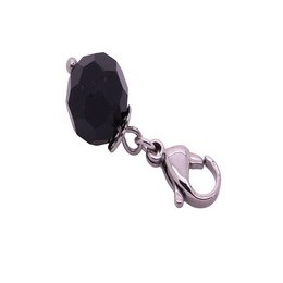 Black dangle pendant with faceted black stone. Sleek, modern design with silver-tone hardware.