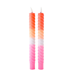  Set of 2 multicolor LED swirl candles with a vibrant, spiral design.