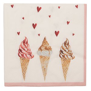 Napkins Paper Set of 20 33x33 cm (20) Beige Pink Paper Ice Cream Napkins Paper