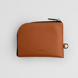 Brown Leather Zip Wallet on Chain for Men and Women