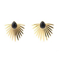 Steel Dangling Cabochon Drop Radius Earrings