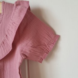 Baby pige mørk rosa t-shirt / 100% økologisk dobbelt gaze bomuld