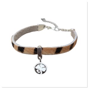 Bracelet animal print leather four-leaf clover