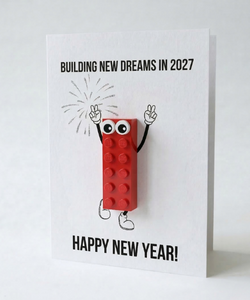 Ansichtkaart met Lego-stukken - Nieuwjaar