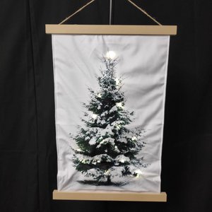 WANDDECORATIE KERSTBOOM FLUWEEL LED XL 75X120 CM